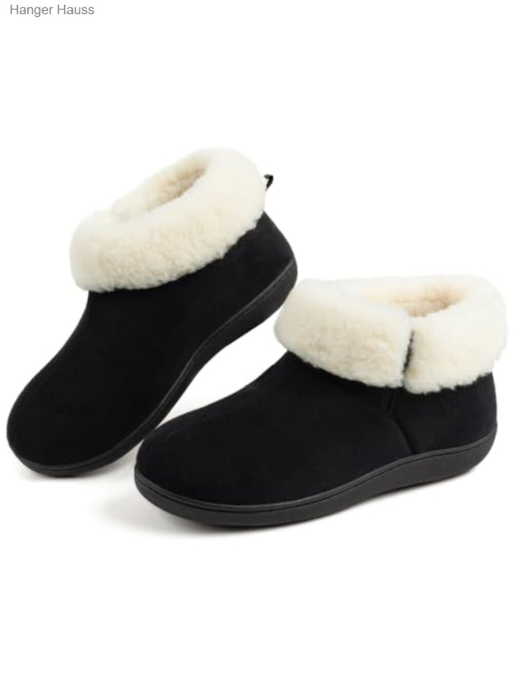 Memory Foam Sherpa Lined Faux Suede Bootie Slippers Non-Slip Sole